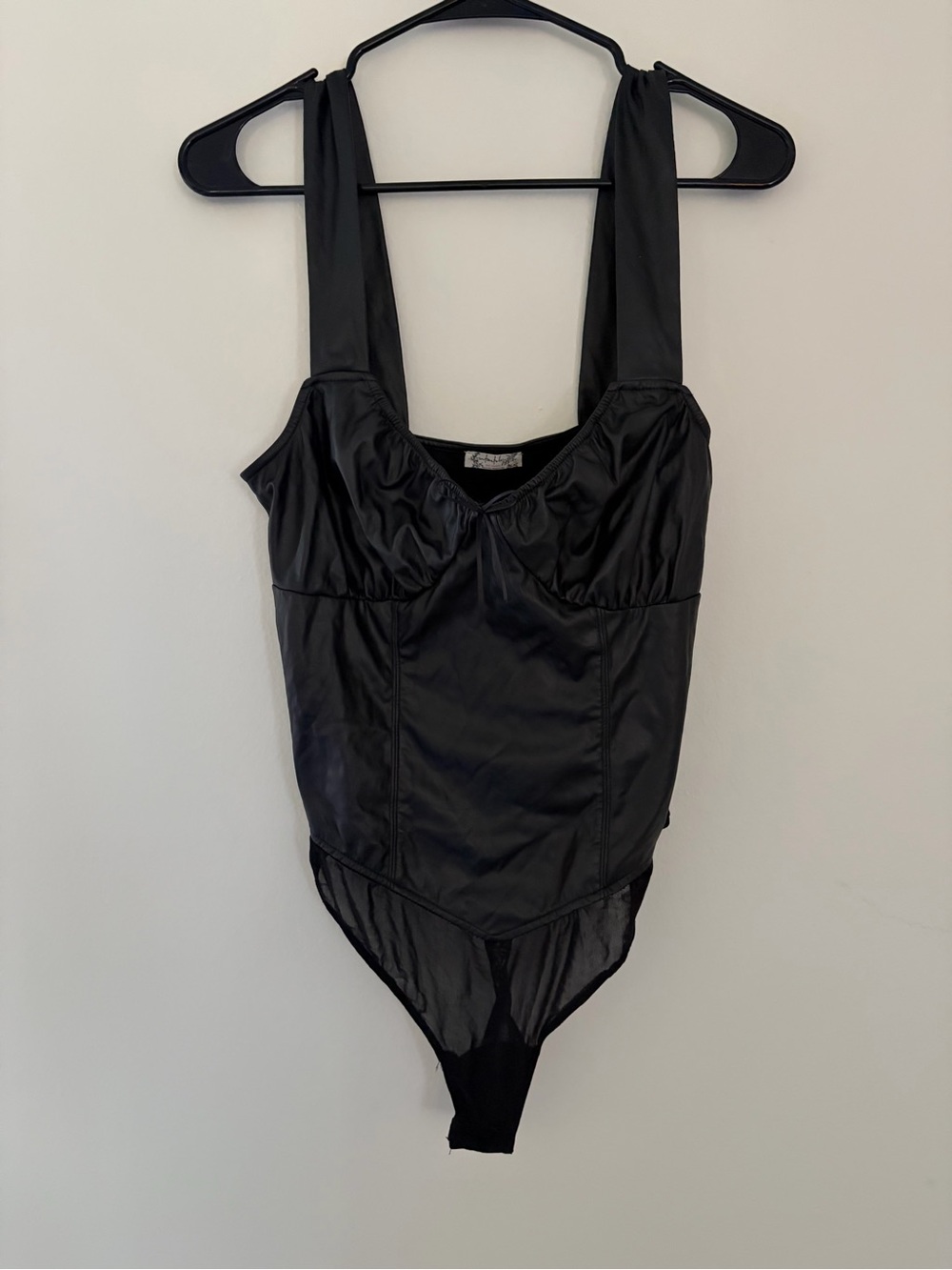 Intimately Free People Vegan Faux Leather Mesh Bodysuit